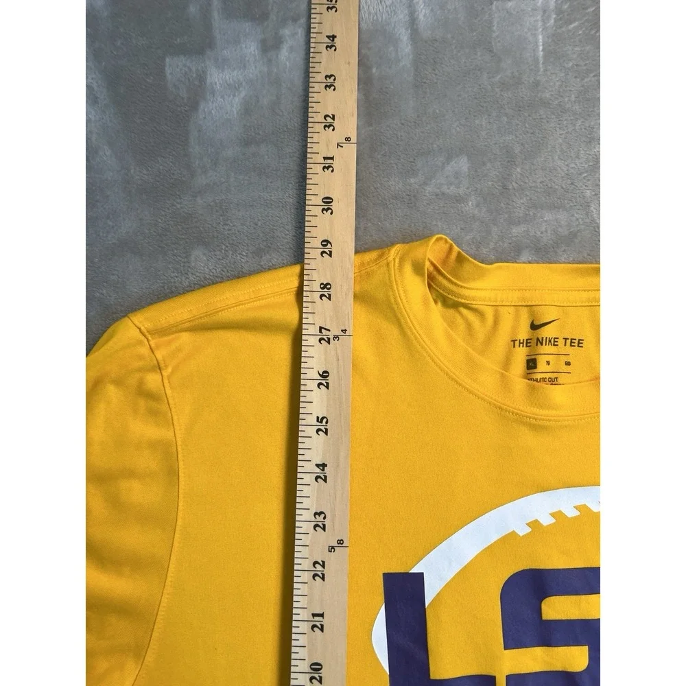 Nike Mens Shirt XL Yellow LSU Tigers Dri-Fit Athletic Football Graphic Tee